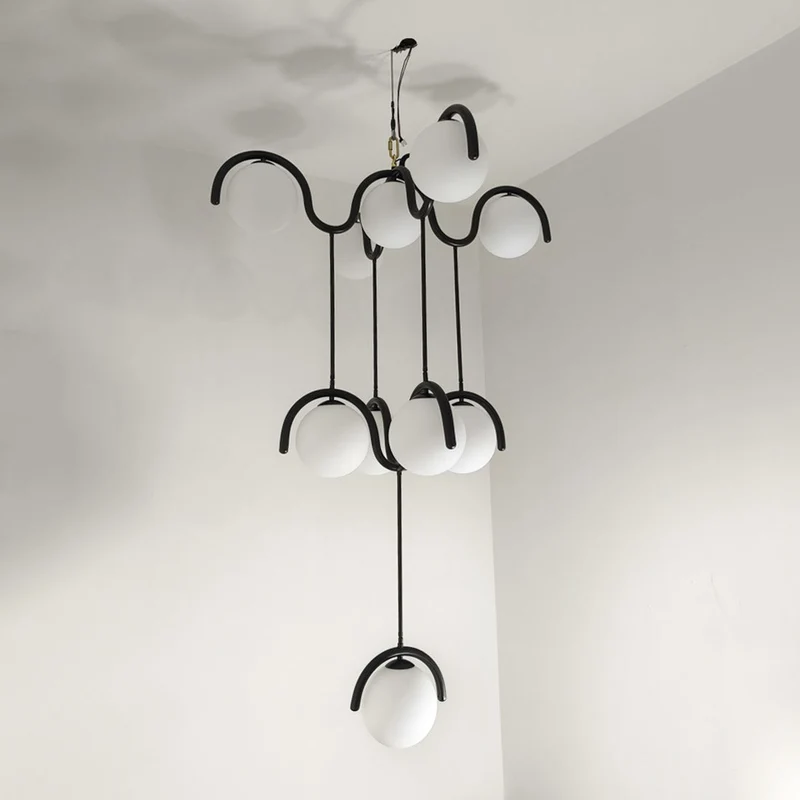 Moderne Kroonluchter met Messing en Glas – Artistieke Verlichting voor Eetkamer en Woonkamer | Sansoti