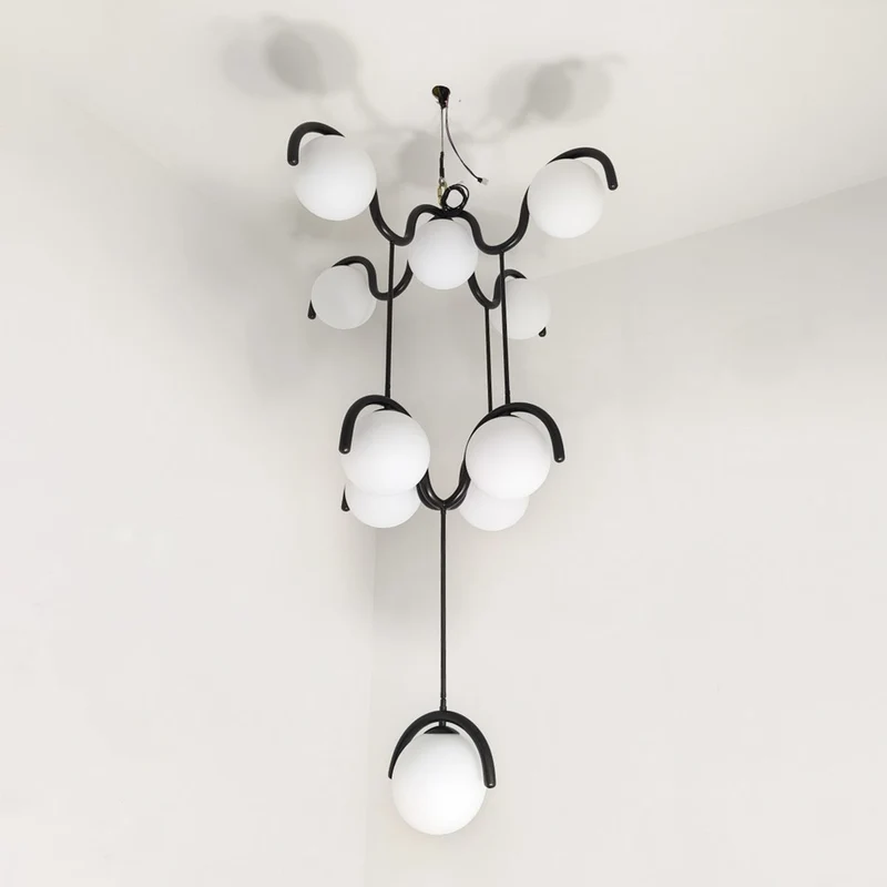 Moderne Kroonluchter met Messing en Glas – Artistieke Verlichting voor Eetkamer en Woonkamer | Sansoti