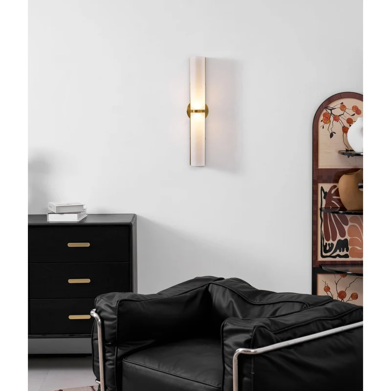 Smalle Buis Wandlamp met Glazen Kap – Moderne Wandverlichting voor Hal en Woonkamer | Sansoti