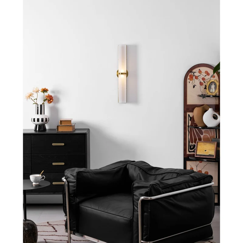 Smalle Buis Wandlamp met Glazen Kap – Moderne Wandverlichting voor Hal en Woonkamer | Sansoti