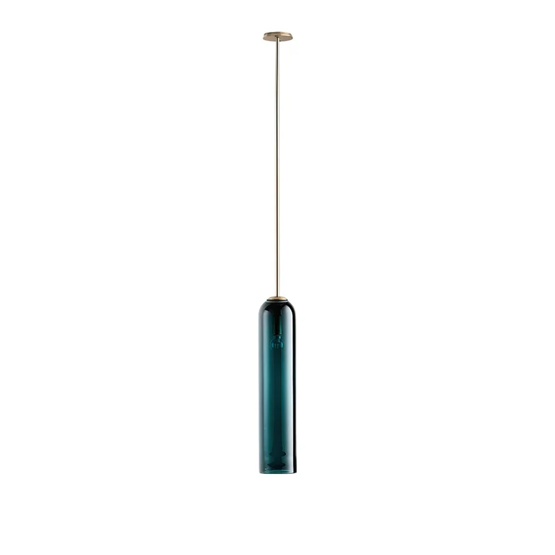 Glazen Hanglamp met Lange Buis – Mondgeblazen Glas Zwart of Goud Finish 10cm Diameter | Sansoti