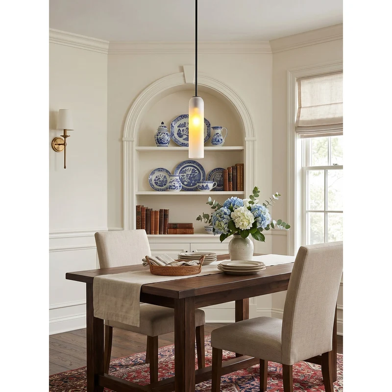 Glazen Hanglamp met Lange Buis – Mondgeblazen Glas Zwart of Goud Finish 10cm Diameter | Sansoti