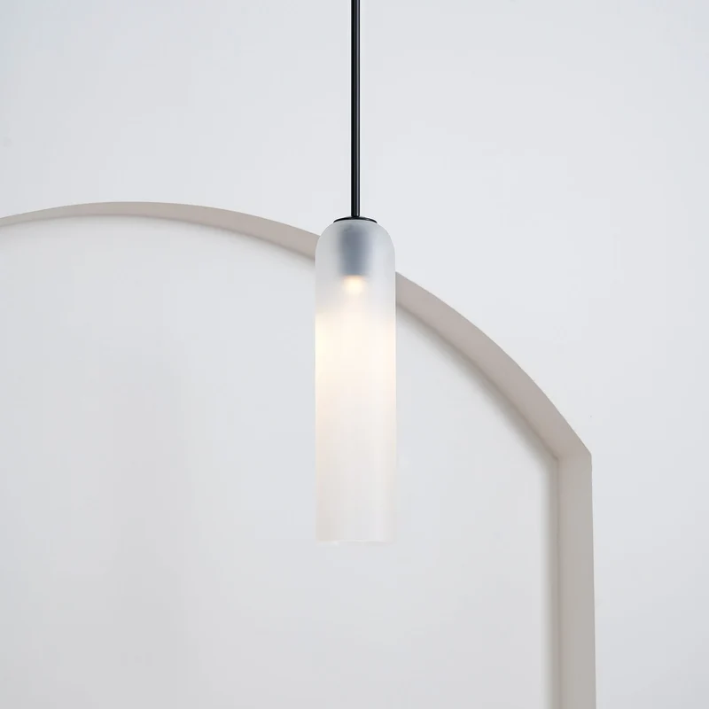 Glazen Hanglamp met Lange Buis – Mondgeblazen Glas Zwart of Goud Finish 10cm Diameter | Sansoti