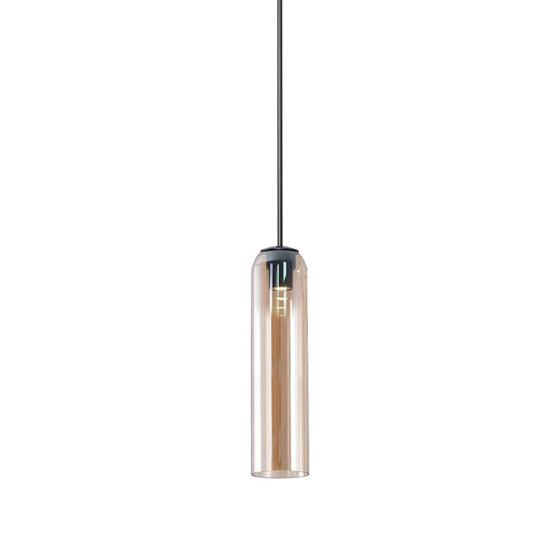 Glazen Hanglamp met Lange Buis – Mondgeblazen Glas Zwart of Goud Finish 10cm Diameter | Sansoti