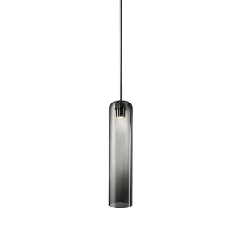 Glazen Hanglamp met Lange Buis – Mondgeblazen Glas Zwart of Goud Finish 10cm Diameter | Sansoti