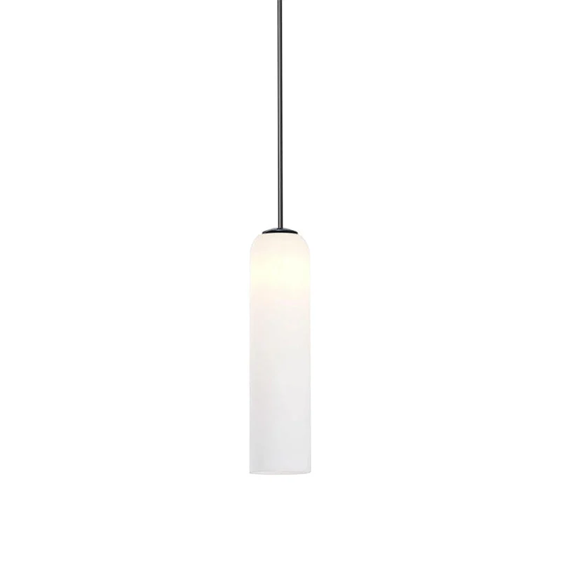 Glazen Hanglamp met Lange Buis – Mondgeblazen Glas Zwart of Goud Finish 10cm Diameter | Sansoti