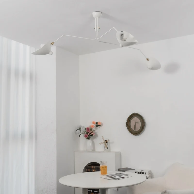 Verstelbare Spinlamp Multi-Arm Plafondlamp Industriële Design Messing Details Zwart Wit Scandinavisch Modern | Sansoti