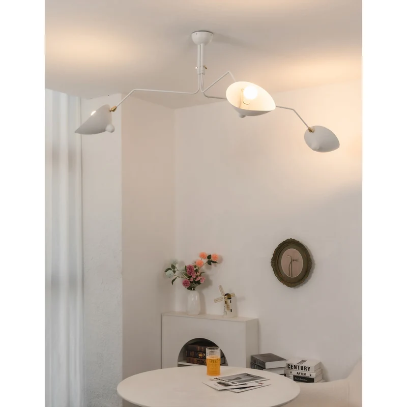 Verstelbare Spinlamp Multi-Arm Plafondlamp Industriële Design Messing Details Zwart Wit Scandinavisch Modern | Sansoti