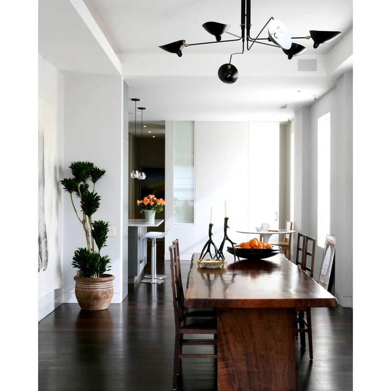 Verstelbare Spinlamp Multi-Arm Plafondlamp Industriële Design Messing Details Zwart Wit Scandinavisch Modern | Sansoti
