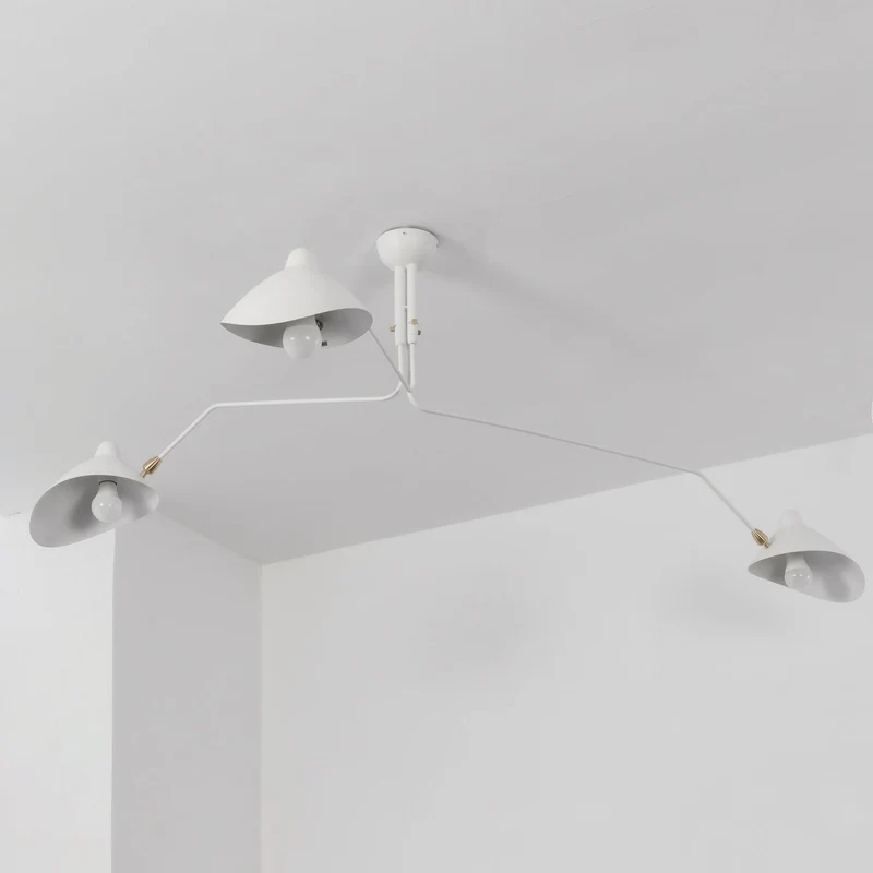 Verstelbare Spinlamp Multi-Arm Plafondlamp Industriële Design Messing Details Zwart Wit Scandinavisch Modern | Sansoti