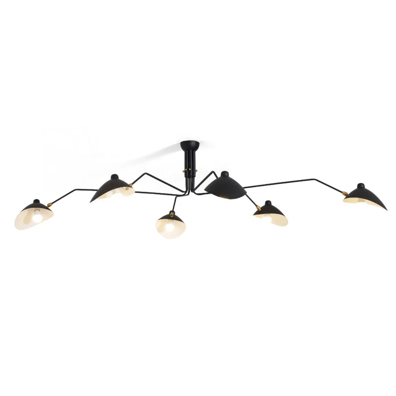 Verstelbare Spinlamp Multi-Arm Plafondlamp Industriële Design Messing Details Zwart Wit Scandinavisch Modern | Sansoti