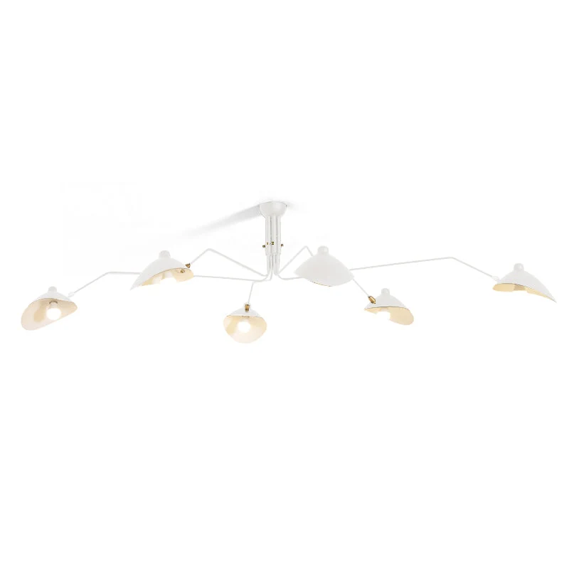 Verstelbare Spinlamp Multi-Arm Plafondlamp Industriële Design Messing Details Zwart Wit Scandinavisch Modern | Sansoti