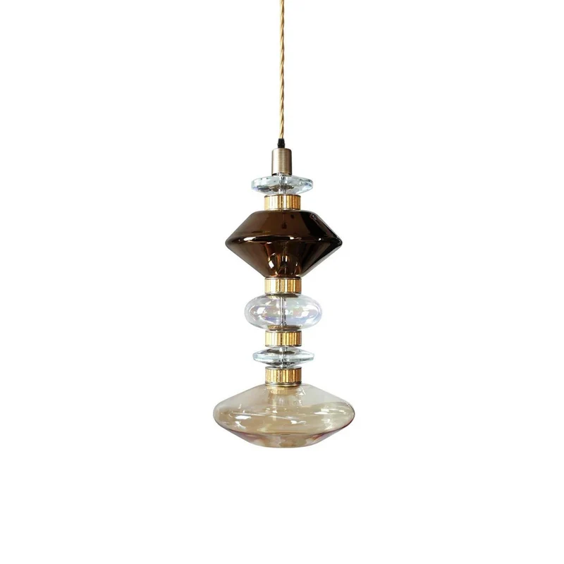 Glazen Hanglamp met Koperen Afwerking en Elegante Bolvorm voor Woonkamer en Eetkamer | Sansoti