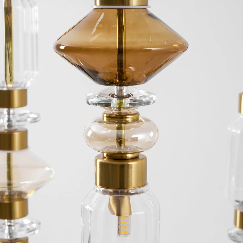 Glazen Hanglamp met Koperen Afwerking en Elegante Bolvorm voor Woonkamer en Eetkamer | Sansoti