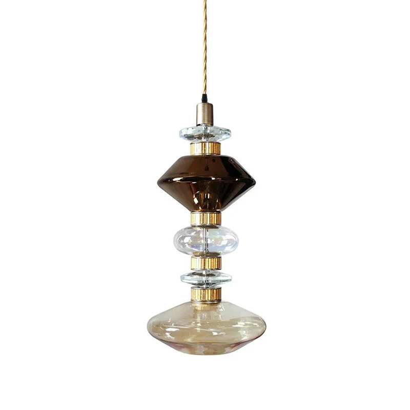 Glazen Hanglamp met Koperen Afwerking en Elegante Bolvorm voor Woonkamer en Eetkamer | Sansoti