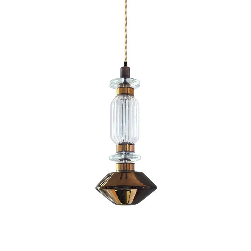 Glazen Hanglamp met Koperen Afwerking en Elegante Bolvorm voor Woonkamer en Eetkamer | Sansoti
