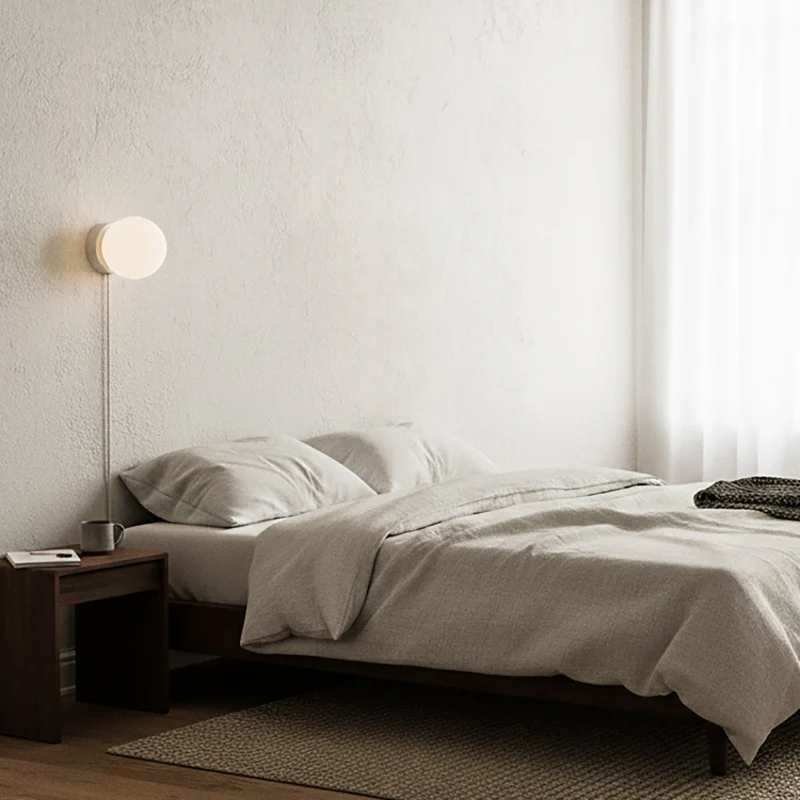 Wandlamp Plug-In Glas & IJzer Zwart Wit Sfeerlicht Slaapkamer Gang | Sansoti