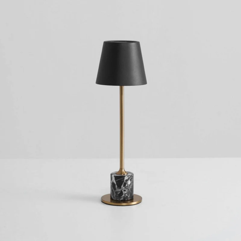 Draagbare Mini Tafellamp op Batterij met Marmeren Voet Ø10cm | Sansoti