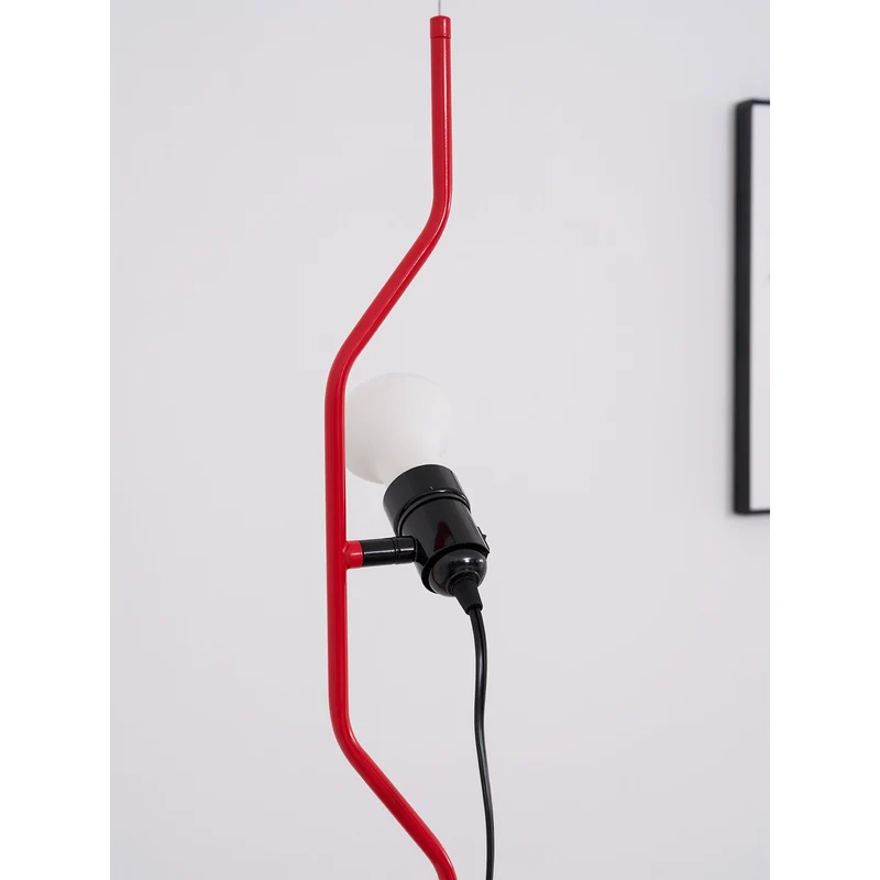 In Hoogte Verstelbare Hanglamp met Metalen Buiskap – Zwart/Wit/Rood | Sansoti