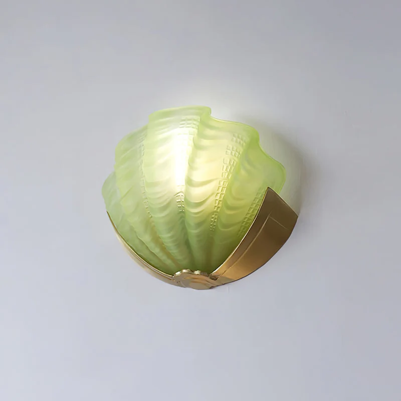 Glazen Wandlamp Schelp Design Messing & Glas Luxe Afwerking voor Gang en Slaapkamer | Sansoti