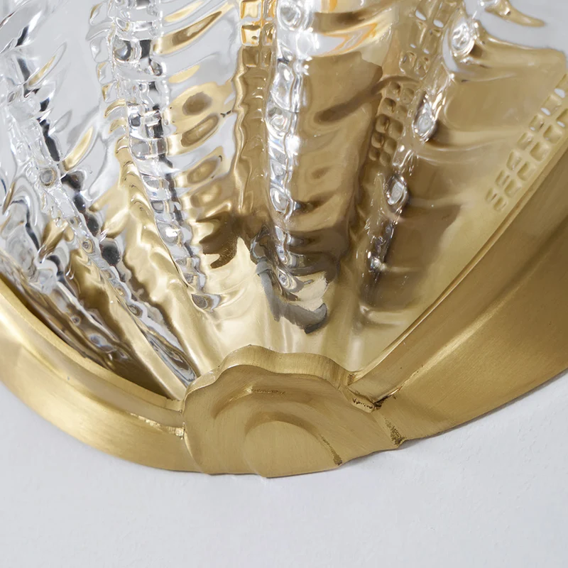 Glazen Wandlamp Schelp Design Messing & Glas Luxe Afwerking voor Gang en Slaapkamer | Sansoti