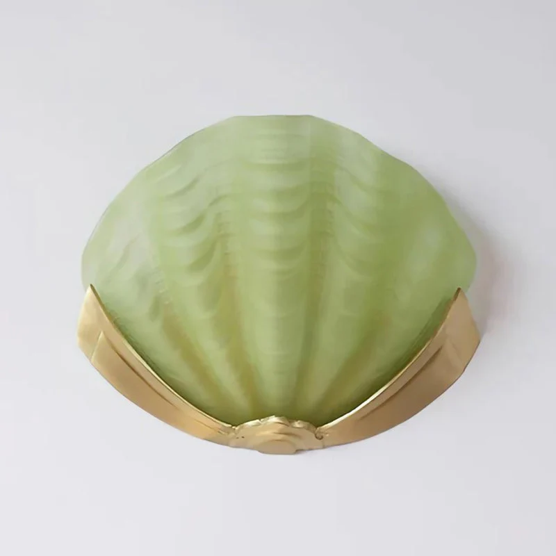 Glazen Wandlamp Schelp Design Messing & Glas Luxe Afwerking voor Gang en Slaapkamer | Sansoti