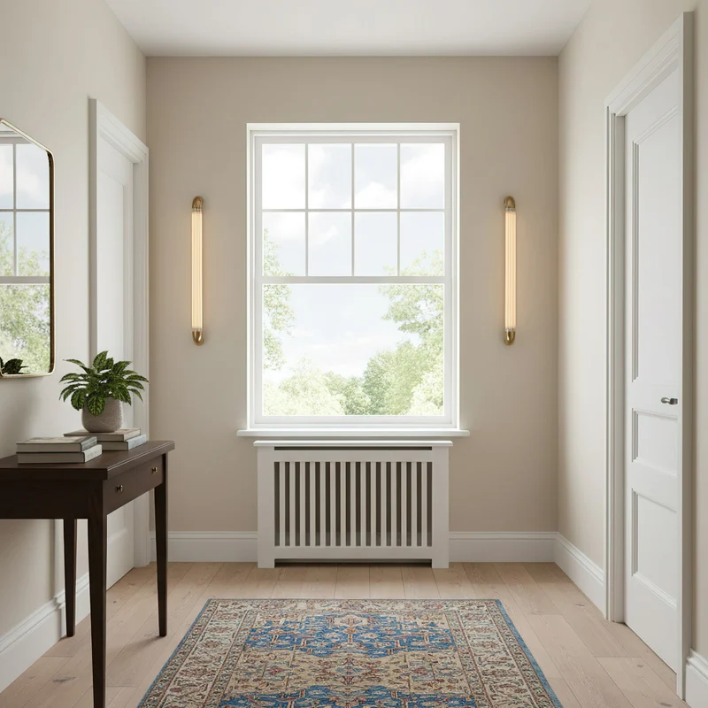 Wandlamp met Geribbelde Glazen Buis en Gebogen Roestvrijstalen Accenten | Moderne Verlichting met Geïntegreerde LED | Sansoti