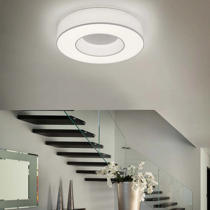LED Deckenlampe Lomo Weiß, Schirm Chintz Weiß