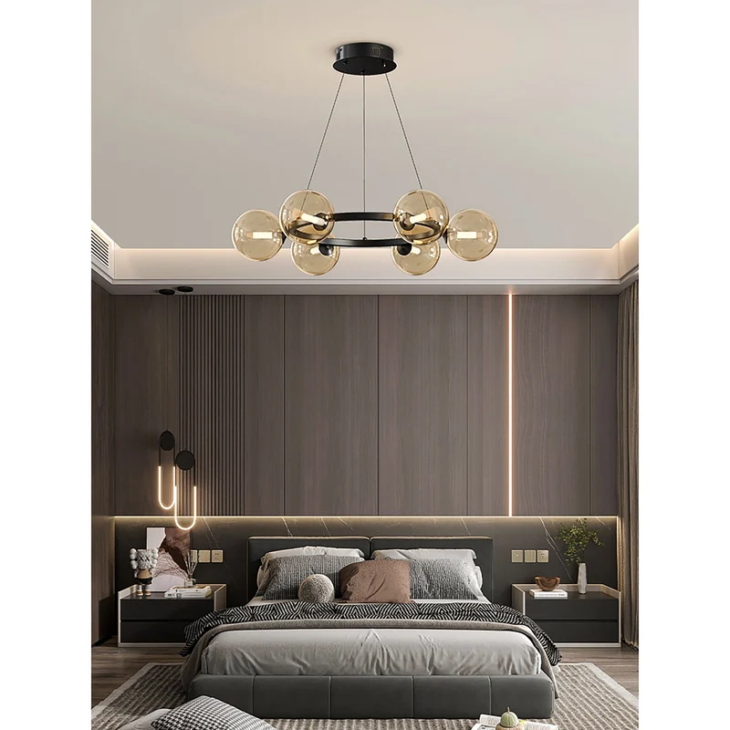 Moderne Kroonluchter met Glazen Kappen – Stijlvol Metalen Design voor Eetkamer Woonkamer Slaapkamer Restaurant | Sansoti