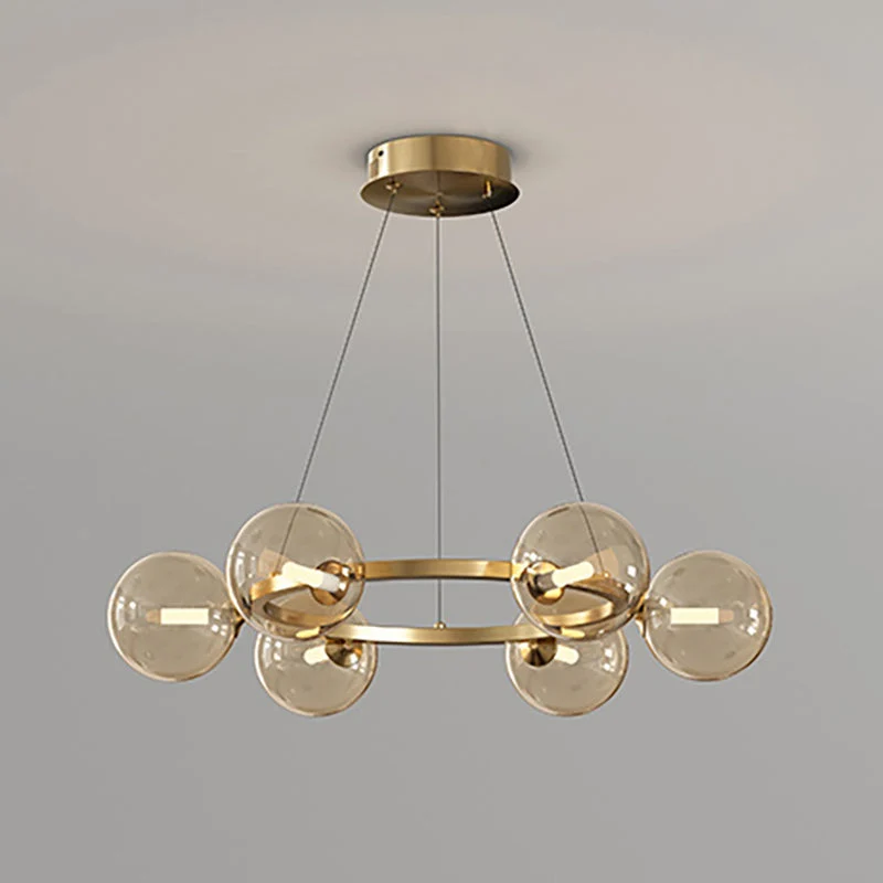 Moderne Kroonluchter met Glazen Kappen – Stijlvol Metalen Design voor Eetkamer Woonkamer Slaapkamer Restaurant | Sansoti