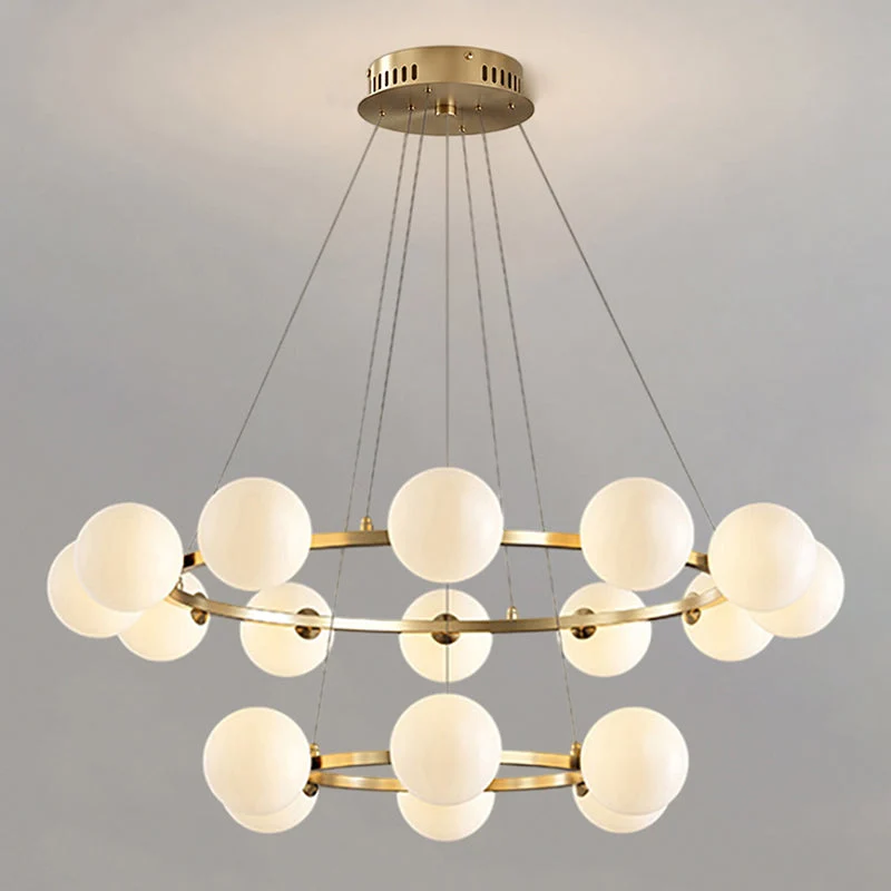 Moderne Kroonluchter met Glazen Kappen – Stijlvol Metalen Design voor Eetkamer Woonkamer Slaapkamer Restaurant | Sansoti
