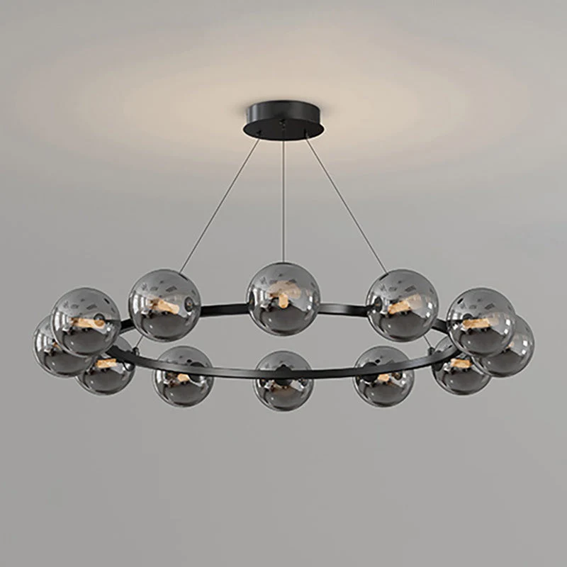 Moderne Kroonluchter met Glazen Kappen – Stijlvol Metalen Design voor Eetkamer Woonkamer Slaapkamer Restaurant | Sansoti