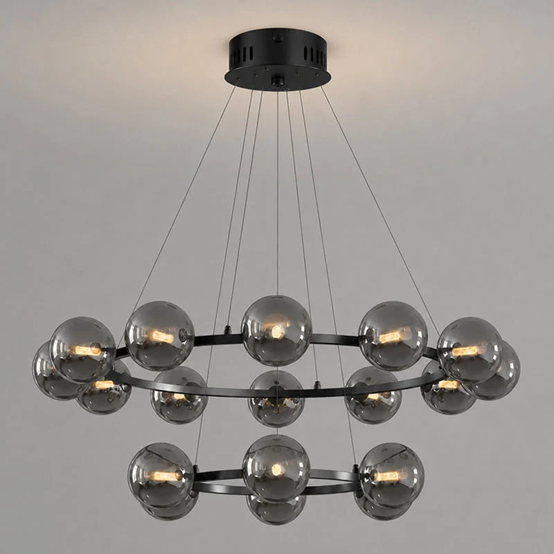 Moderne Kroonluchter met Glazen Kappen – Stijlvol Metalen Design voor Eetkamer Woonkamer Slaapkamer Restaurant | Sansoti