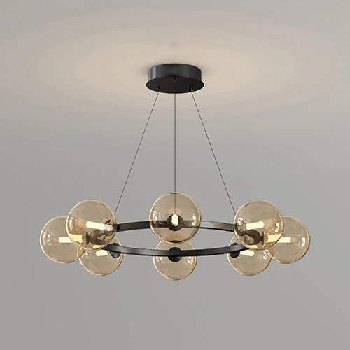 Moderne Kroonluchter met Glazen Kappen – Stijlvol Metalen Design voor Eetkamer Woonkamer Slaapkamer Restaurant | Sansoti