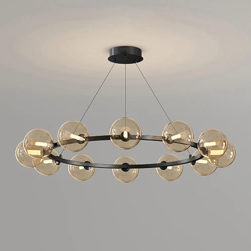 Moderne Kroonluchter met Glazen Kappen – Stijlvol Metalen Design voor Eetkamer Woonkamer Slaapkamer Restaurant | Sansoti