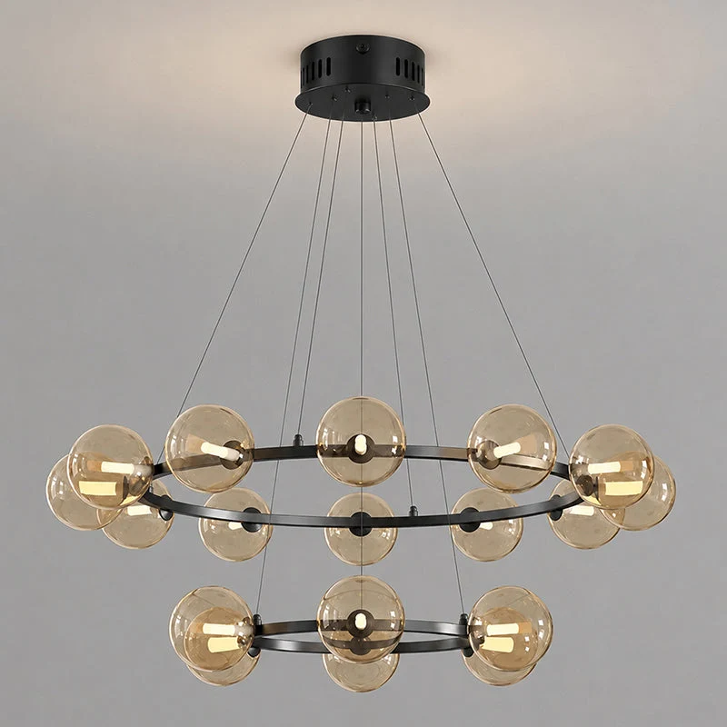 Moderne Kroonluchter met Glazen Kappen – Stijlvol Metalen Design voor Eetkamer Woonkamer Slaapkamer Restaurant | Sansoti