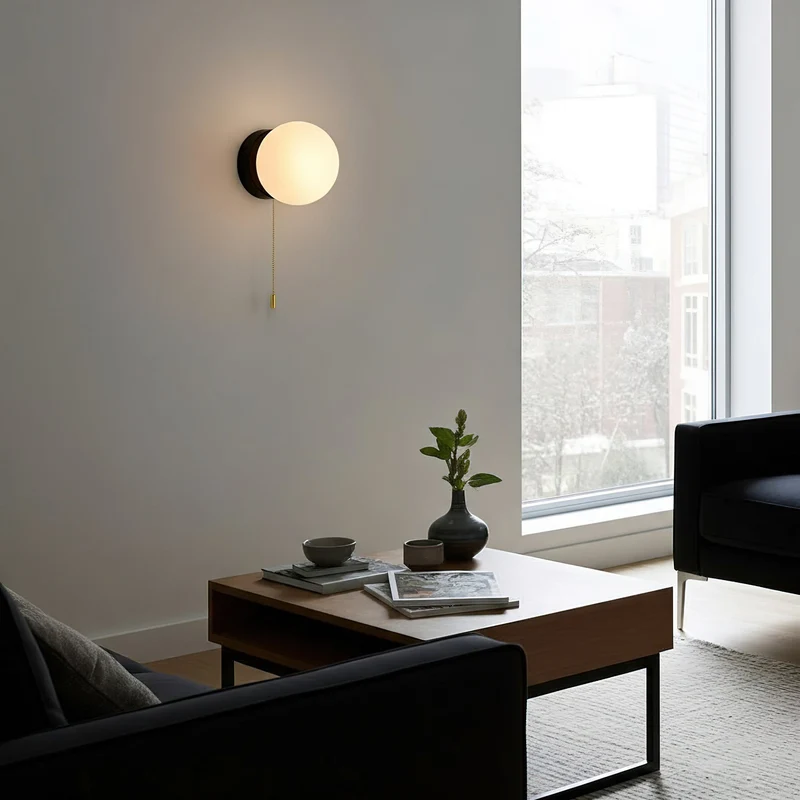 Glazen Wandlamp Scandinavisch Design met Ronde Bolkap Wit Glas G9 Fitting Compact & Modern Sfeervol voor Slaapkamer Hal | Sansoti