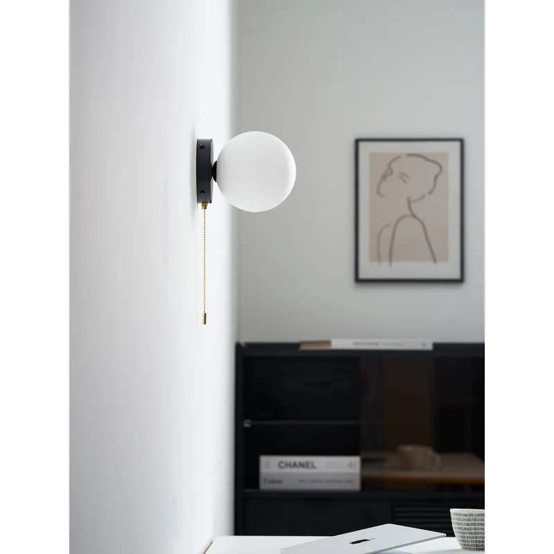 Glazen Wandlamp Scandinavisch Design met Ronde Bolkap Wit Glas G9 Fitting Compact & Modern Sfeervol voor Slaapkamer Hal | Sansoti