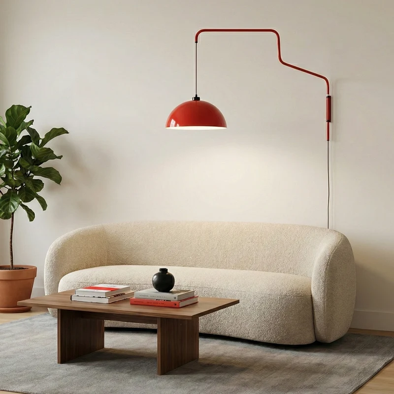 Geometrische Wandlamp Plug-In met Dimfunctie – Rood & Zwart Metalen Design – 3 Maten S/M/L | Sansoti