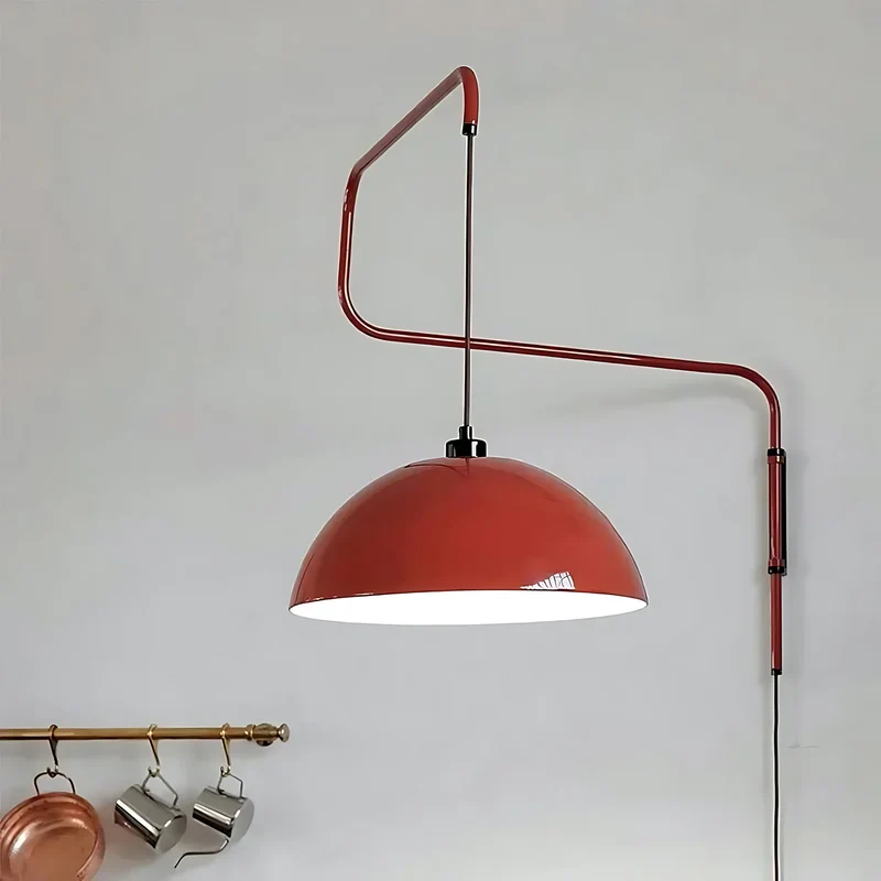 Geometrische Wandlamp Plug-In met Dimfunctie – Rood & Zwart Metalen Design – 3 Maten S/M/L | Sansoti