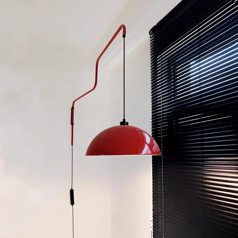 Geometrische Wandlamp Plug-In met Dimfunctie – Rood & Zwart Metalen Design – 3 Maten S/M/L | Sansoti