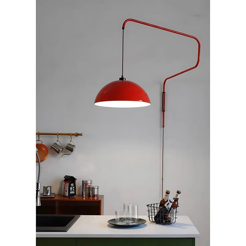 Geometrische Wandlamp Plug-In met Dimfunctie – Rood & Zwart Metalen Design – 3 Maten S/M/L | Sansoti