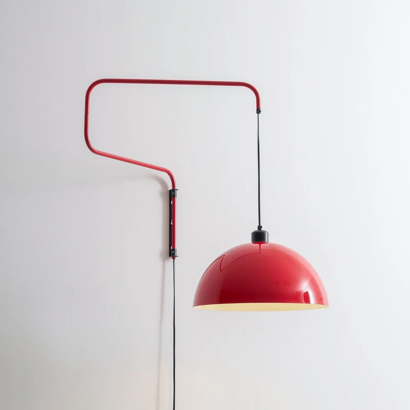 Geometrische Wandlamp Plug-In met Dimfunctie – Rood & Zwart Metalen Design – 3 Maten S/M/L | Sansoti