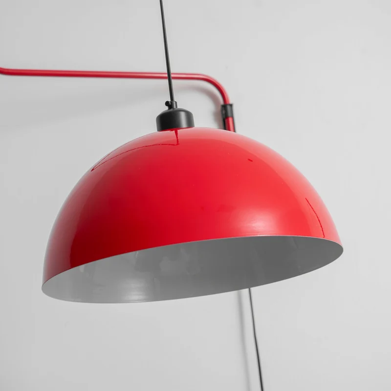Geometrische Wandlamp Plug-In met Dimfunctie – Rood & Zwart Metalen Design – 3 Maten S/M/L | Sansoti