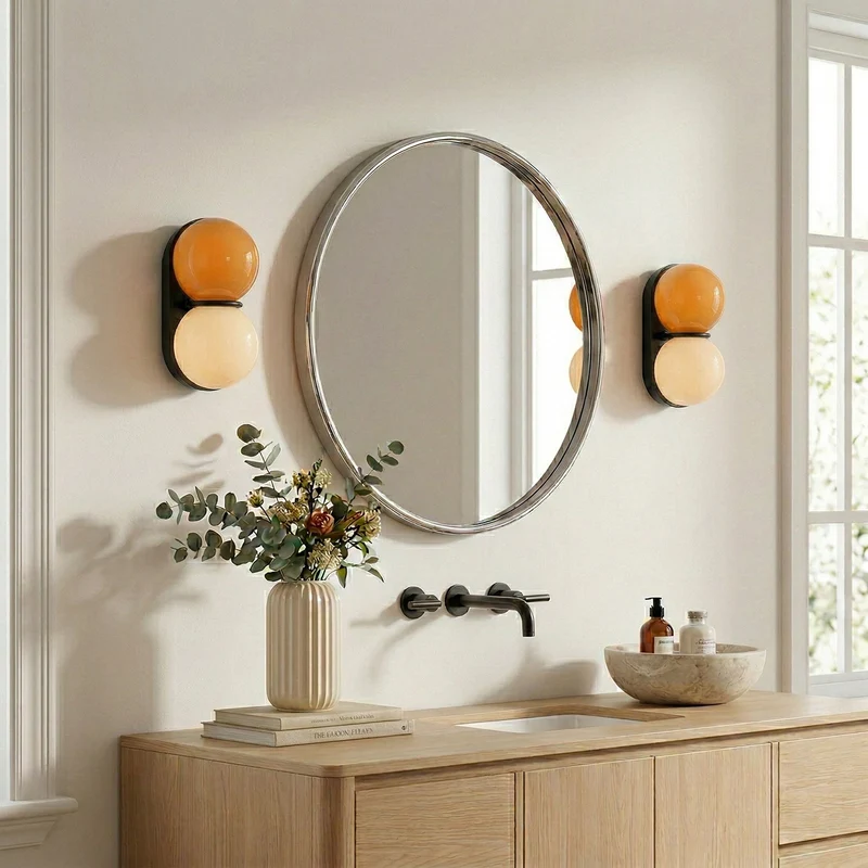 Moderne Dubbele Glazen Wandlamp – Speelse Verlichting met Gekleurde Glazen voor Slaapkamer & Kinderkamer | Sansoti