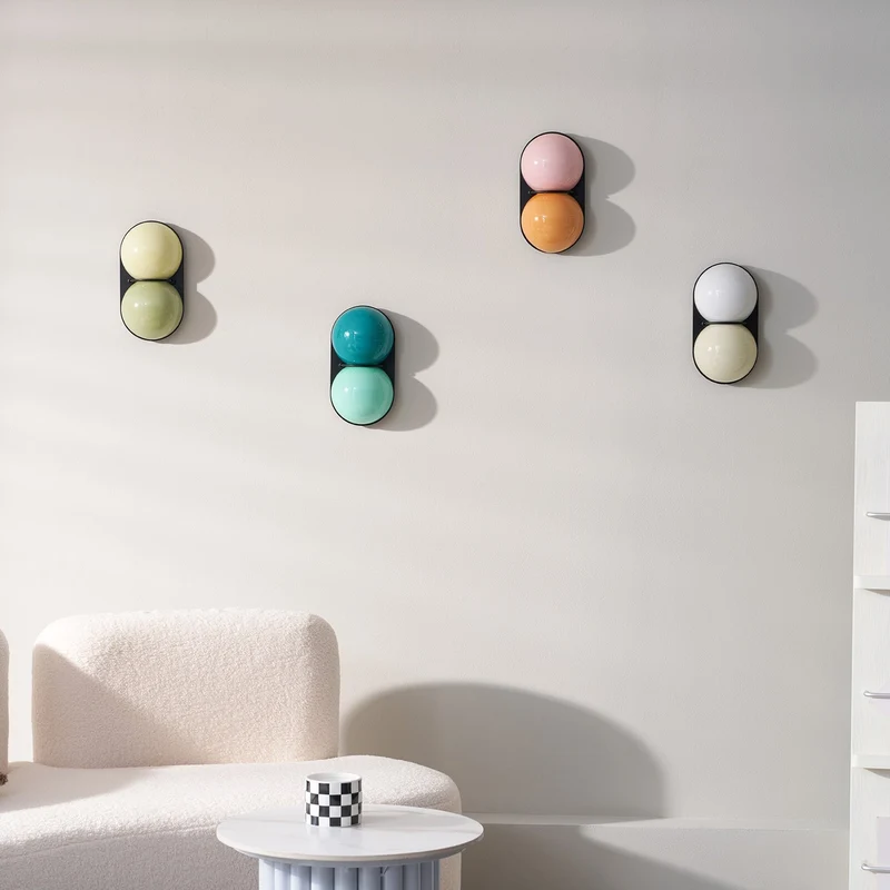 Moderne Dubbele Glazen Wandlamp – Speelse Verlichting met Gekleurde Glazen voor Slaapkamer & Kinderkamer | Sansoti