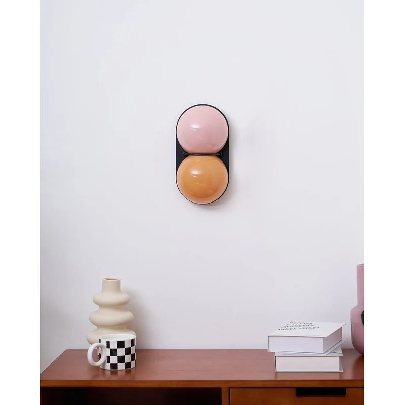 Moderne Dubbele Glazen Wandlamp – Speelse Verlichting met Gekleurde Glazen voor Slaapkamer & Kinderkamer | Sansoti
