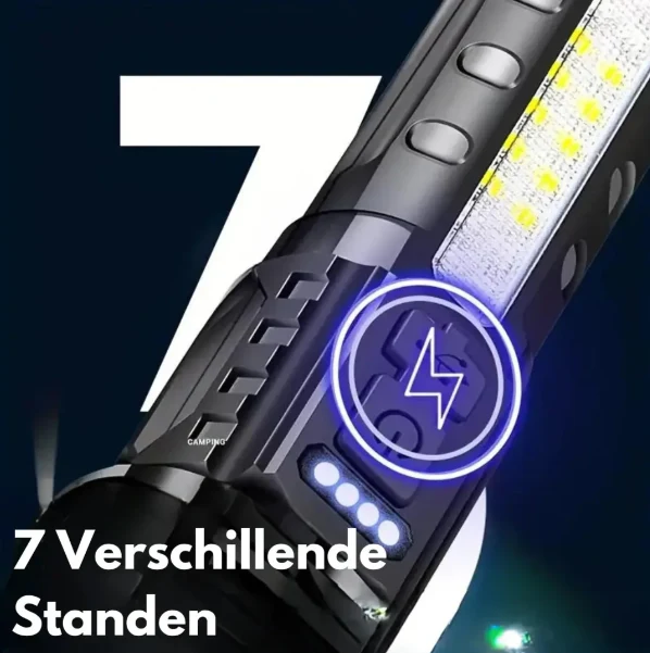 Militaire Zaklamp 5000 Lumen Tactisch LED Oplaadbaar USB Waterdicht Schokbestendig Zoombaar 5 Modi Compact Ultra Helder Outdoor Camping | Sansoti