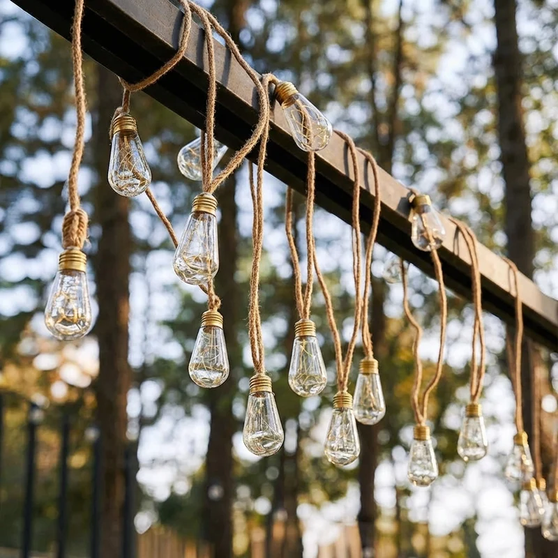 Solar LED Filament Lichtslinger Warm Wit 20 LED IP65 Waterbestendig Tuinverlichting Balkon Terras Feestdecoratie Retro Stijl Draadloos Energiezuinig Buitenverlichting Sfeerverlichting | Sansoti
