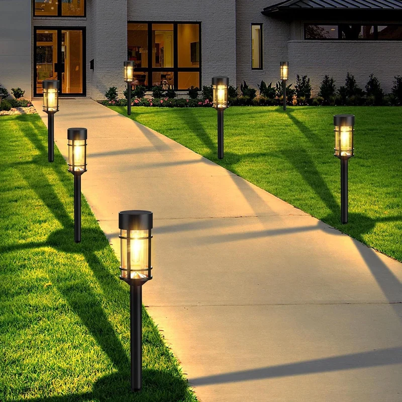 Solar Tuinverlichting LED Warmwit Waterdicht IP65 met Schemersensor Modern Zwart voor Paden en Gazon | Sansoti